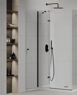 Vane MEXEN/S - Roma sprchovací kút 110x100 cm, transparent, čierna + biela vanička so sifónom, 854-110-100-70-00-4010B