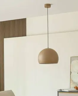 Závesné svietidlá Lucande Lucande Lythara LED závesné svietidlo svetlohnedé Ø 40cm