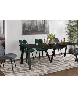 Jedálenské stoly Jedálenský rozkladací stôl, 140-290x90 cm, matná čierna/čierna, AVENY
