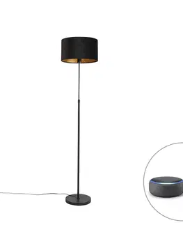 Stojace lampy Inteligentná stojaca lampa čierna s velúrovým tienidlom čierna 35 cm vrátane Wifi A60 - Parte