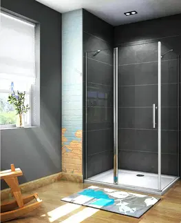 Sprchovacie kúty H K - Obdĺžnikový sprchovací kút MELODY B5 90x76 cm s jednokrídlovými dverami s pevnou stenou vrátane sprchovej vaničky z liateho mramoru SE-MELODYB59076/THOR-90x76