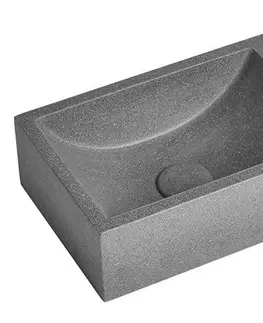 Kúpeľňa SAPHO - CREST R betónové umývadlo vrátane výpuste, 40x22 cm, čierny granit AR409