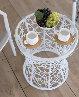 Záhradné stolíky Príručný stolík, biela, SALMAR NEW