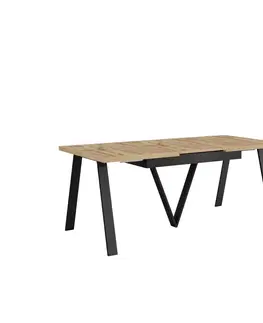 Jedálenské stoly Jedálenský rozkladací stôl, 140-290x90 cm, dub wotan/čierna, AVENY