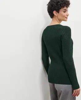 Shirts & Tops Pletený pulóver s vrkočovým vzorom, zelený