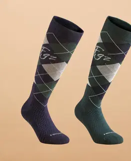 ponožky Podkolienky 500 s grafickým motívom modro-čierno-zelené 2 páry