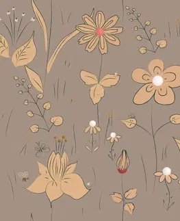 Samolepiace tapety Samolepiaca tapeta lúčne kvety v hnedom prevedení