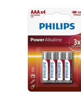 Predlžovacie káble Philips Philips LR03P4B/10 - 4 ks Alkalická batéria AAA POWER ALKALINE 1,5V 1150mAh 