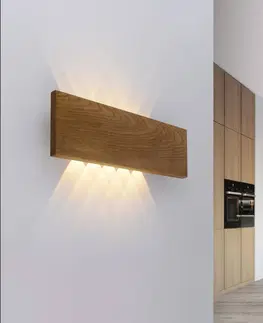 Nástenné svietidlá Paul Neuhaus Paul Neuhaus Palma nástenné LED svetlo drevo 45 cm