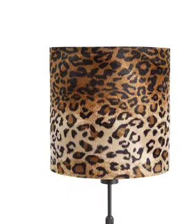 Stolove lampy Stolová lampa čierny zamatový odtieň leopardie prevedenie 25 cm - Parte