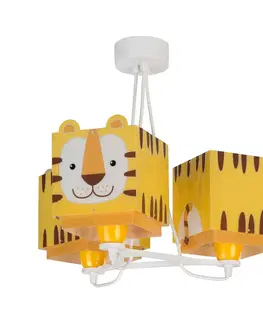Závesné svietidlá Dalber Detská závesná lampa Little Tiger, 3-plameňová