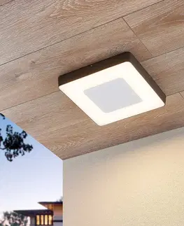 Vonkajšie stropné svietidlá Lucande Vonkajšie stropné LED svetlo Sora hranaté snímač
