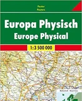 Sprievodcovia, mapy, atlasy Európa nástenná fyzická mapa 1:3 500 000 lamino lišta