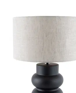 Stolove lampy Design tafellamp zwart stoffen kap lichtgrijs 35 cm - Alisia