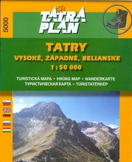 Turistika, skaly Tatry Vysoké, Západné, Belianske 1 : 50 000