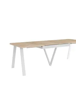 Jedálenské stoly Jedálenský rozkladací stôl, 140-290x90 cm, dub sonoma/biela, AVENY
