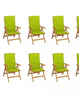 Zahradné stoličky Skladacia záhradná stolička s poduškami 8 ks teak / látka Dekorhome Antracit