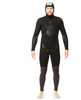 nohavice Pánske potápačské neoprénové nohavice SPF100 5 mm na podmorský rybolov tmavosivé