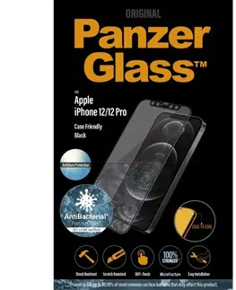 Tvrdené sklá pre mobilné telefóny Ochranné temperované sklo PanzerGlass Case Friendly pre Apple iPhone 12, 12 Pro, čierna 2720