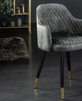 Stoličky - moderné LuxD 24292 Dizajnová stolička Laney sivozelený zamat