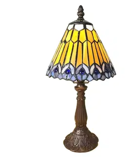 Stolové lampy Clayre&Eef Stolová lampa 5LL-6110 v štýle Tiffany, hnedá