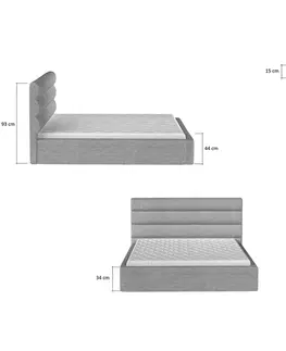 Postele NABBI Casos 140 čalúnená manželská posteľ s roštom sivá