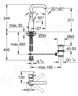 Kúpeľňové batérie GROHE - Essence Umývadlová batéria, chróm 32628001