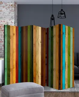 Paravány Paraván Wooden rainbow Dekorhome 135x172 cm (3-dielny)