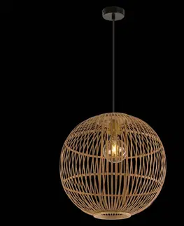 Závesné svietidlá Globo Závesná lampa Hildegard z bambusu, Ø 40 cm