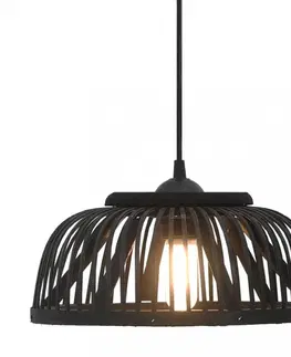 Osvetlenie Závesná lampa bambus čierna Dekorhome 34 cm