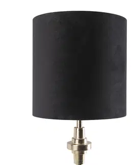 Stolove lampy Art Deco stolná lampa zlatý zamatový odtieň čierna 40 cm - Diverso