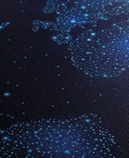 Obrazy mapy Obraz mapa sveta s nočnou oblohou