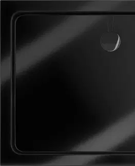 Vane MEXEN/S - Flat sprchová vanička obdĺžniková slim 80 x 70 cm, čierna + čierny sifón 40707080B