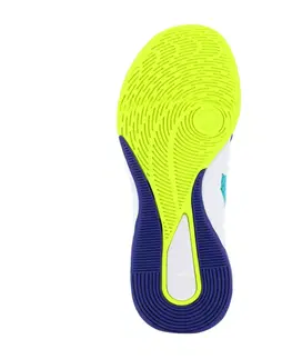 detské tenisky Detská volejbalová obuv VS100 Confort so šnúrkami bielo-modro-zelená