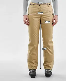 nohavice Dámske hrejivé lyžiarske nohavice 100 béžové