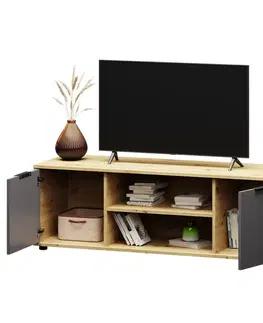 TV stolíky NABBI Neston TV-E-2D tv stolík sivý grafit / dub wotan