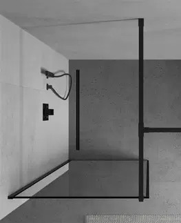 Sprchové dvere MEXEN/S - Kyoto Sprchová zástena WALK-IN 140 x 90 cm, čierny vzor, čierna 800-140-202-70-70-090