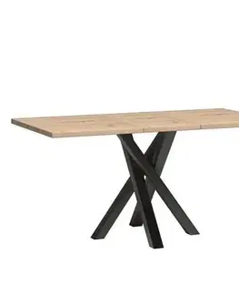 Jedálenské stoly Jedálenský rozkladací stôl, dub artisan/čierna, 120-160x80x75 cm, KOLI