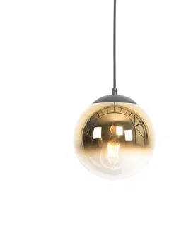 Zavesne lampy Art Deco závesná lampa čierna so zlatým sklom 20 cm - Pallon