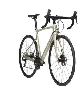 bicykle Dámsky cestný bicykel EDR 105 s karbónovým rámom a kotúčovými brzdami béžový