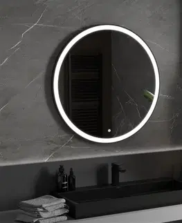 Kúpeľňa MEXEN - Esso zrkadlo s osvetlením 90 cm, LED 6000K čierny rám 9825-090-090-611-70