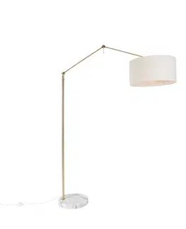 Stojace lampy Stojacia lampa zlatá s tienidlom svetlošedá 50 cm nastaviteľná - Redaktor