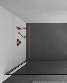 Sprchové dvere MEXEN/S - Kioto Sprchová zástena WALK-IN 150 x 30 cm, čierny vzor, meď kartáčovaná 800-150-212-65-70-030