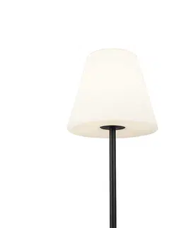 Vonkajsie osvetlenie Vonkajšia stojaca lampa čierna s bielym tienidlom 35 cm IP65 - Virginia