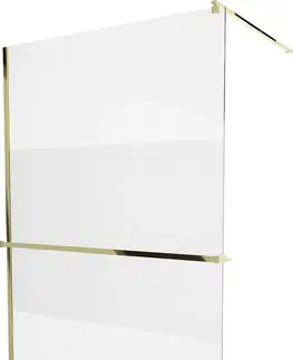 Sprchové dvere MEXEN/S - KIOTO Sprchová zástena WALK-IN s poličkou a držiakom uterákov 110 x 200 cm, transparent 8 mm, zlatá 800-110-121-50-35
