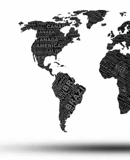 Tapety mapy Tapeta čiernobiela mapa sveta