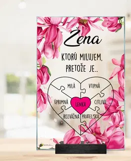 Tabuľky s venovaním (darčeky) Romantický darček z lásky pre ženu - sklenená plaketa