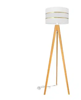 Lampy  Stojacia lampa HELEN 1xE27/60W/230V biela/zlatá/dub 
