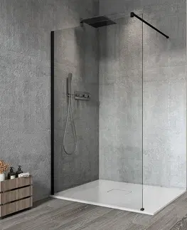 Sprchové dvere GELCO - VARIO BLACK jednodielna sprchová zástena na inštaláciu k stene, číre sklo, 1000 mm GX1210GX1014