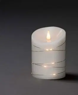 LED sviečky Konstsmide Christmas Vosková LED sviečka biela, teplá biela, Ø 10cm